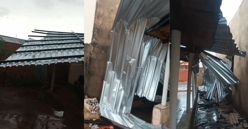 Imagem de compartilhamento para o artigo Vento forte arranca telhado de igreja e arremessa estrutura contra casa em Chapadão do Sul da MS Todo dia